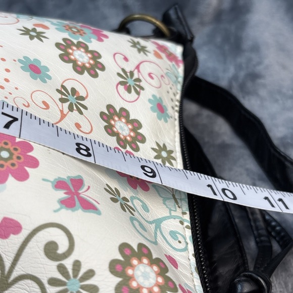 Stone Mountain Floral Faux Leather Crossbody Bag Purse Pink White Black Boho Y2k - Picture 11 of 16